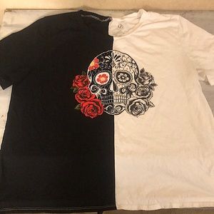 Organic Generation 2X Dual-colored skull shirt with flowered detailing